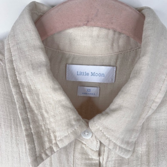 Aritizia Little Moon Organic Cotton Gauze Sail Shirt Cream Button Up Relaxed XS - Picture 6 of 13